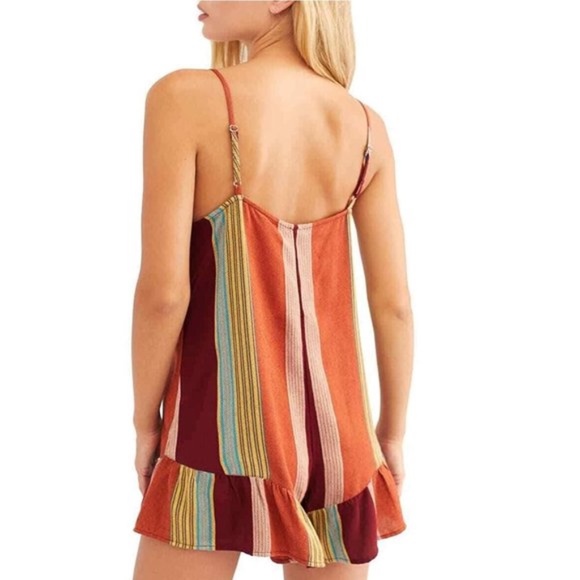 Free People Women's Striped Button Down Romper - Picture 2 of 7